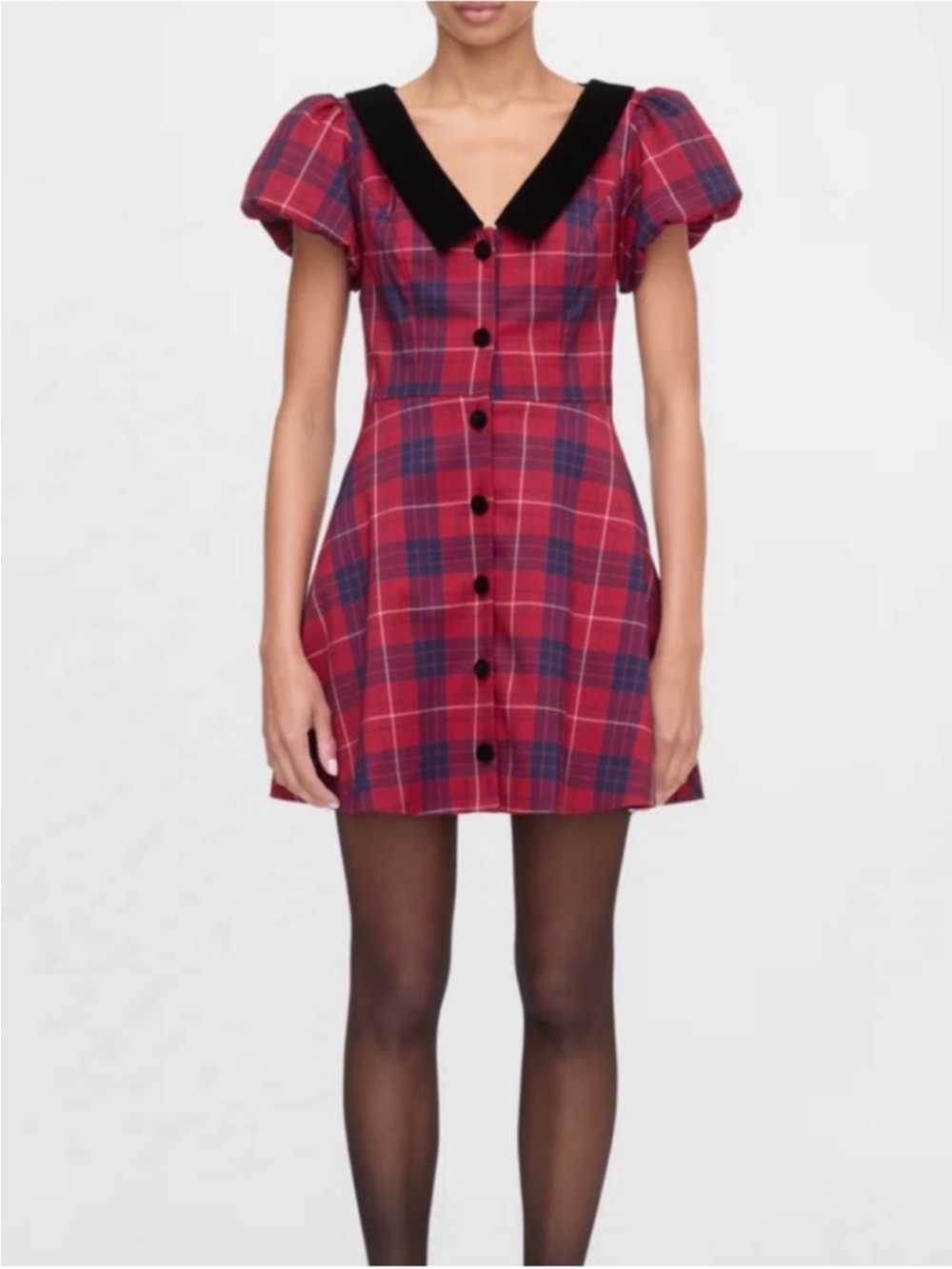 NWT Hill House The Samantha Dress Cherry Tartan Plaid  XS